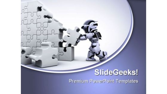 Robot Solving Jigsaw Puzzle Business PowerPoint Templates And PowerPoint Backgrounds 0711 Robot Solving Jigsaw Puzzle Business PowerPoint Templates And PowerPoint Backgrounds 0711
