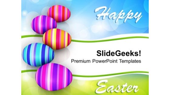 Row Of Colorful Easter Eggs Celebration PowerPoint Templates Ppt Backgrounds For Slides 0313