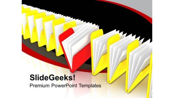 Row Of File Folders Yellow And Red PowerPoint Templates Ppt Backgrounds For Slides 0213