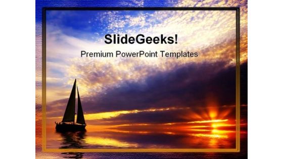 Sailing Sunset Nature PowerPoint Template 1110 Sailing Sunset Nature PowerPoint Template 1110