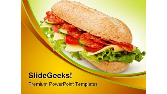 Salami Submarine Sandwich Food PowerPoint Templates And PowerPoint Backgrounds 0211