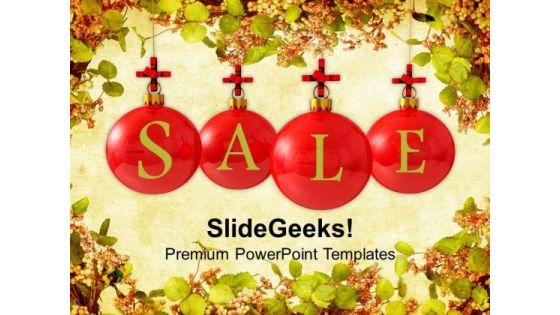Sale Baubles On Christmas Winter Background PowerPoint Templates Ppt Backgrounds For Slides 1112