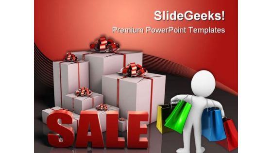 Sale Sign With Gift Boxes Shopping Lifestyle PowerPoint Themes And PowerPoint Slides 0511