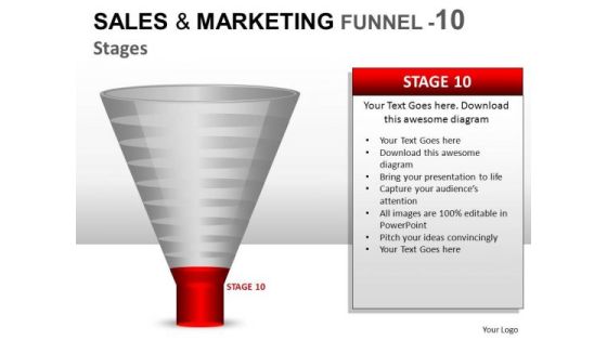 Sales Conversion Funnel With 10 Stages Ppt Diagrams Slides