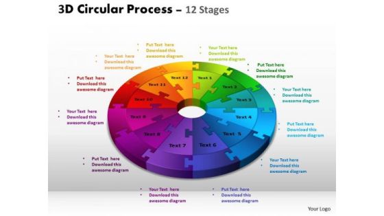 Sales Diagram 3d Circular Process Cycle Diagram Chart 12 Stages Strategic Management