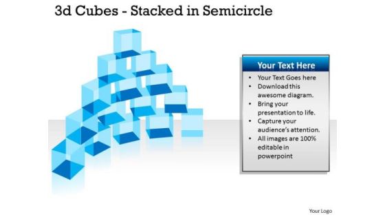 Sales Diagram 3d Cubes Stacked In Semicircle Strategic Management