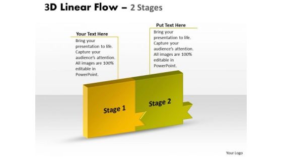 Sales Diagram 3d Linear Flow 2 Stages