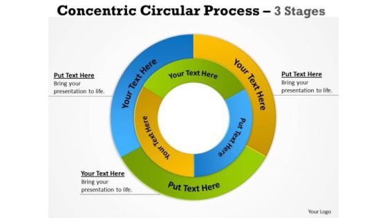 Sales Diagram Concentric Circular Process 3 Stages 10 Strategy Diagram
