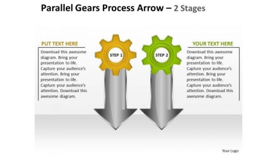 Sales Diagram Parallel Gears Process Arrow 2 Stages Business Framework Model