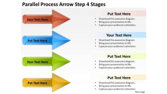 Sales Diagram Parallel Process Arrow Step 4 Stages Marketing Diagram