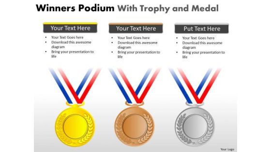 Sales Diagram Winners Podium With Trophy And Medal Business Framework Model
