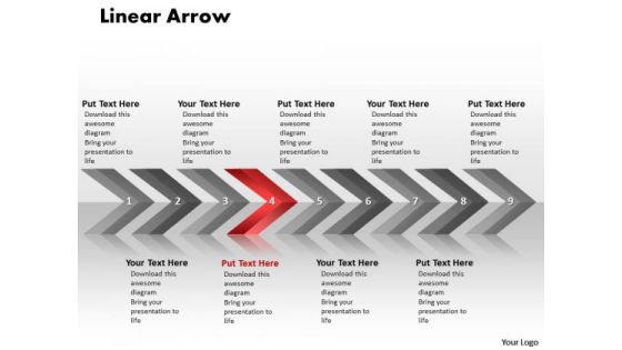Sales PowerPoint Template Linear Arrows 9 Stages Project Management Business Graphic