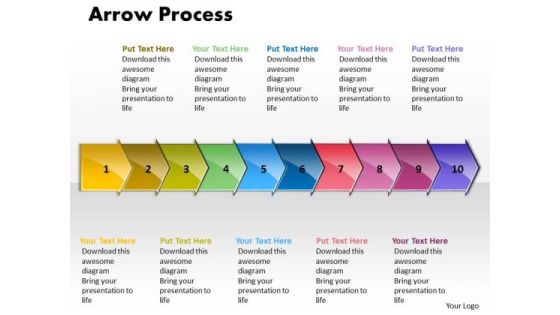 Sales Ppt Theme Arrow Process 10 States Diagram Business Communication PowerPoint Graphic