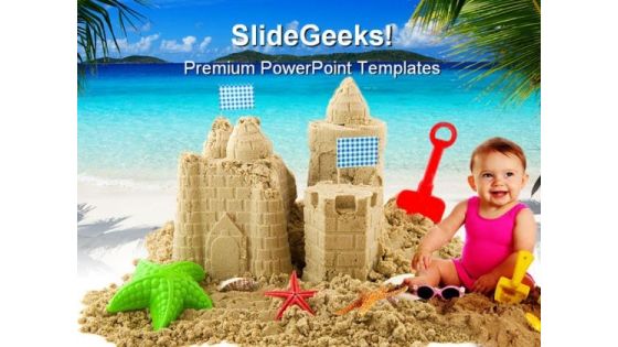 Sandcastle Beach PowerPoint Backgrounds And Templates 0111 Sandcastle Beach PowerPoint Backgrounds And Templates 0111