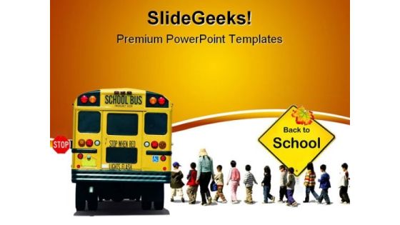 School Bus Travel PowerPoint Template 0810