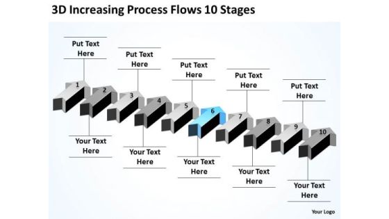 Serial And Parallel Processing 3d Increasing Flows 10 Stages PowerPoint Templates