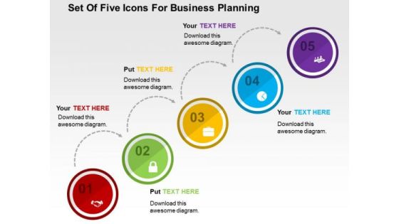 Set Of Five Icons For Business Planning PowerPoint Template Set Of Five Icons For Business Planning PowerPoint Template