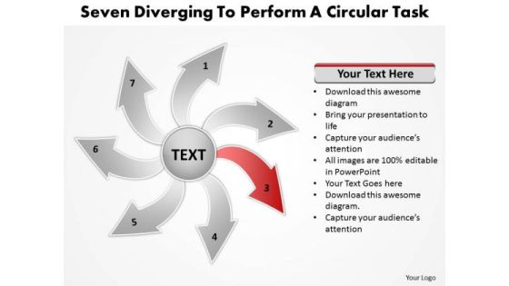 Seven Diverging Steps To Perform A Circular Task Cycle Diagram PowerPoint Template Seven Diverging Steps To Perform A Circular Task Cycle Diagram PowerPoint Template