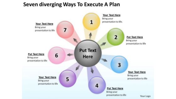 Seven Diverging Ways To Execute Plan Cycle Process Diagram PowerPoint Slides Seven Diverging Ways To Execute Plan Cycle Process Diagram PowerPoint Slides