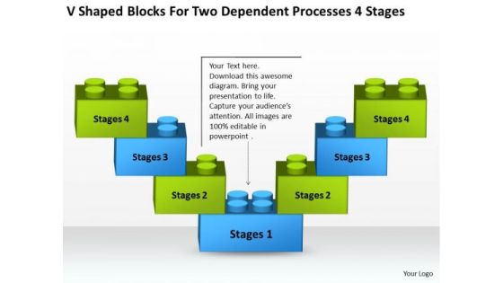 Shaped Blocks For Two Dependent Processes 4 Stages Ppt Ecommerce Business Plan PowerPoint Slides