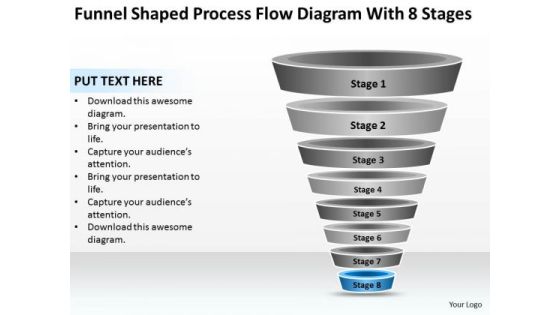 Shaped Process Flow Diagram With 8 Stages Ppt Real Estate Agent Business Plan PowerPoint Slides