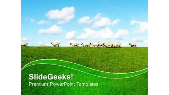 Sheep With Sky Background PowerPoint Templates Ppt Backgrounds For Slides 0613