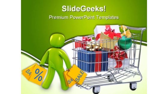 Shopping Cart With Presents Sales PowerPoint Themes And PowerPoint Slides 0411 Shopping Cart With Presents Sales PowerPoint Themes And PowerPoint Slides 0411