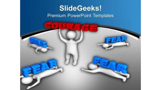 Show Courage And Defeat Fear PowerPoint Templates Ppt Backgrounds For Slides 0613