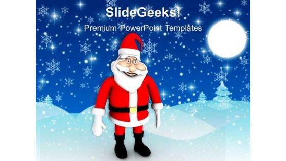 Single Santa Clause Standing Snow PowerPoint Templates Ppt Backgrounds For Slides 1212 Single Santa Clause Standing Snow PowerPoint Templates Ppt Backgrounds For Slides 1212