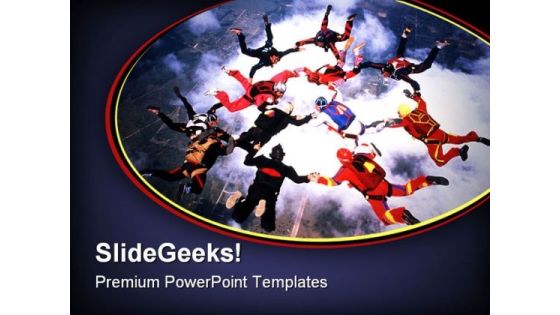 Sky Diving Teamwork PowerPoint Template 0610 Sky Diving Teamwork PowerPoint Template 0610