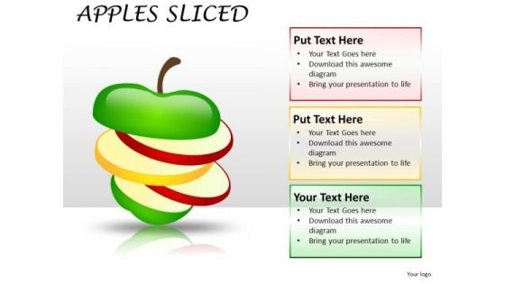 Sliced Apples Showing Synergies PowerPoint Slides And Ppt Diagram Templates