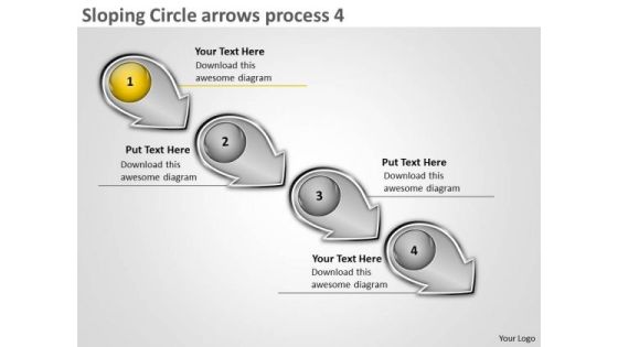Sloping Circle Arrows Process 4 System Flow Charts PowerPoint Slides Sloping Circle Arrows Process 4 System Flow Charts PowerPoint Slides