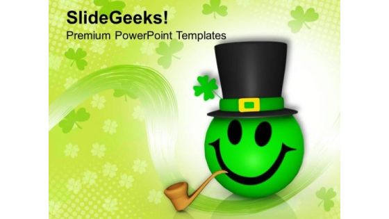 Smiley Emoticon With Patricks Hat PowerPoint Templates Ppt Backgrounds For Slides 0313 Smiley Emoticon With Patricks Hat PowerPoint Templates Ppt Backgrounds For Slides 0313
