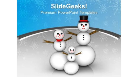 Snow Family Christmas Eve Holidays PowerPoint Templates Ppt Backgrounds For Slides 1112