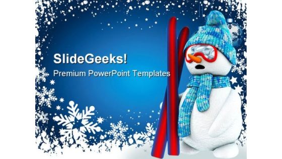 Snow Man Christmas PowerPoint Template 0610 Snow Man Christmas PowerPoint Template 0610