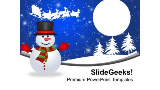 Snowman On Winter Abstract Background PowerPoint Templates Ppt Backgrounds For Slides 1112