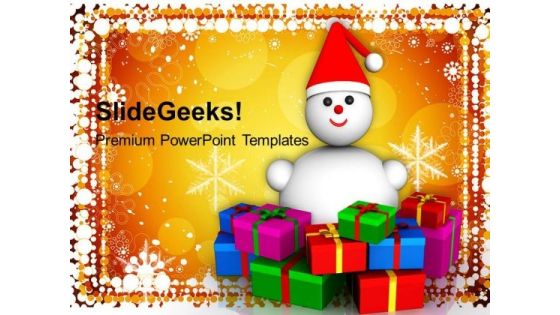 Snowman With Christmas Presents PowerPoint Templates Ppt Backgrounds For Slides 1212