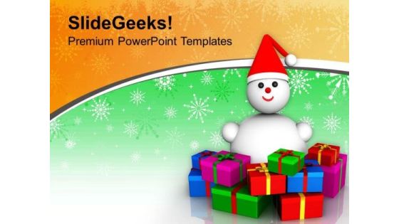 Snowman With Gifts Celebration Christmas PowerPoint Templates Ppt Backgrounds For Slides 0113 Snowman With Gifts Celebration Christmas PowerPoint Templates Ppt Backgrounds For Slides 0113