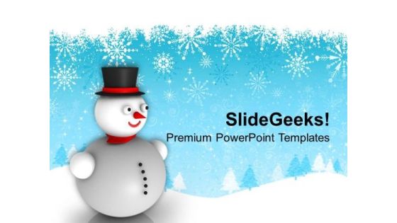 Snowman With Hat On Winter Background PowerPoint Templates Ppt Backgrounds For Slides 1112 Snowman With Hat On Winter Background PowerPoint Templates Ppt Backgrounds For Slides 1112