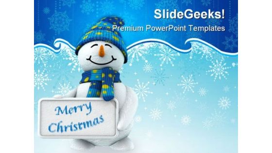 Snowman With Signpost Festival PowerPoint Templates And PowerPoint Backgrounds 0311 Snowman With Signpost Festival PowerPoint Templates And PowerPoint Backgrounds 0311
