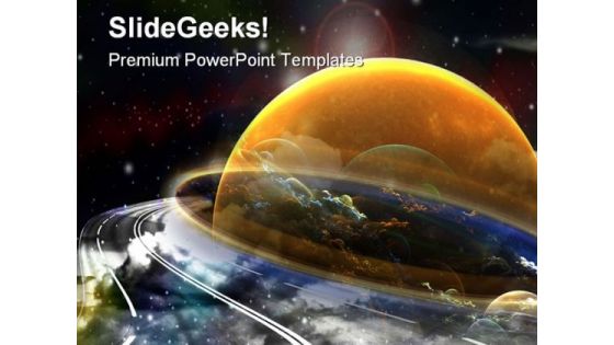 Space Route Globe PowerPoint Template 0610