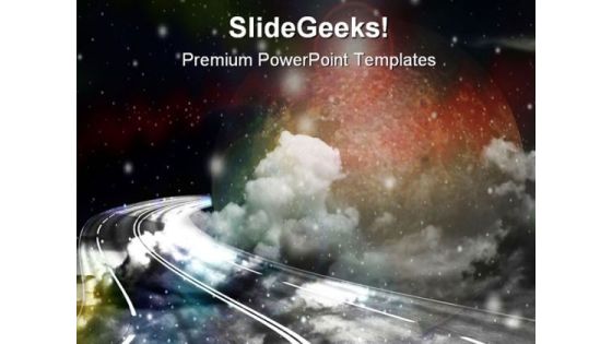 Space Route Science PowerPoint Template 0910