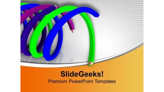 Spiral Shaped Colorful Pencils PowerPoint Templates Ppt Backgrounds For Slides 0413 Spiral Shaped Colorful Pencils PowerPoint Templates Ppt Backgrounds For Slides 0413