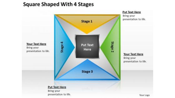 Square Shaped With 4 Stages Ppt How To Write Business Plan Free PowerPoint Templates