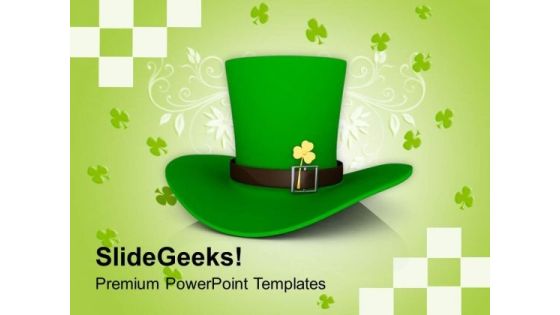 St Patricks Day Hat With Clover Holidays PowerPoint Templates Ppt Backgrounds For Slides 0313 St Patricks Day Hat With Clover Holidays PowerPoint Templates Ppt Backgrounds For Slides 0313