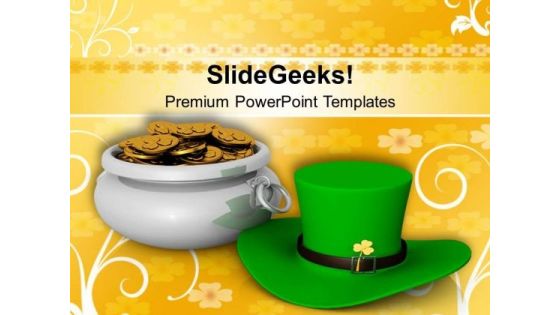 St Patricks Day With Green Hat PowerPoint Templates Ppt Backgrounds For Slides 0313