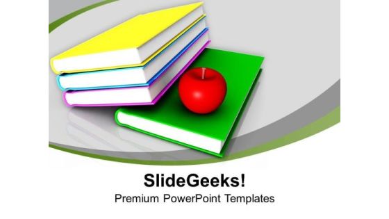 Stack Of Books And Apple Food PowerPoint Templates Ppt Backgrounds For Slides 0213