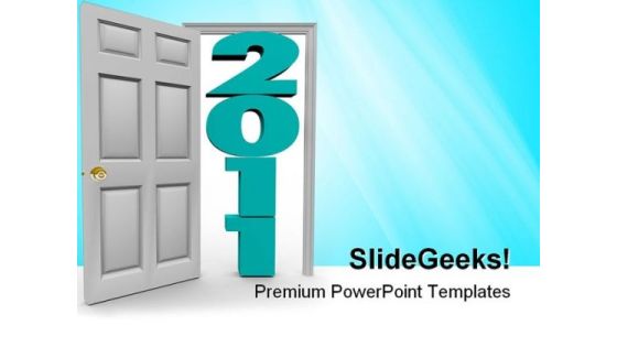 Stepping Through Door Metaphor PowerPoint Themes And PowerPoint Slides 0611