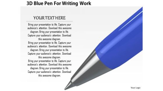 Stock Photo 3d Blue Pen For Writing Work PowerPoint Slide Stock Photo 3d Blue Pen For Writing Work PowerPoint Slide