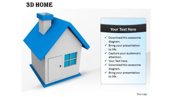 Stock Photo 3d Blue Roof Home For Real Estate PowerPoint Slide Stock Photo 3d Blue Roof Home For Real Estate PowerPoint Slide
